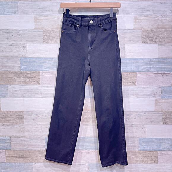 EXPRESS Super High Waisted Modern Straight Jeans Black Womens Small Short 4 - Picture 1 of 10